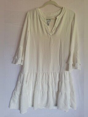 Joseph Ribkoff Cream Tiered V‑Neck Mini Dress
